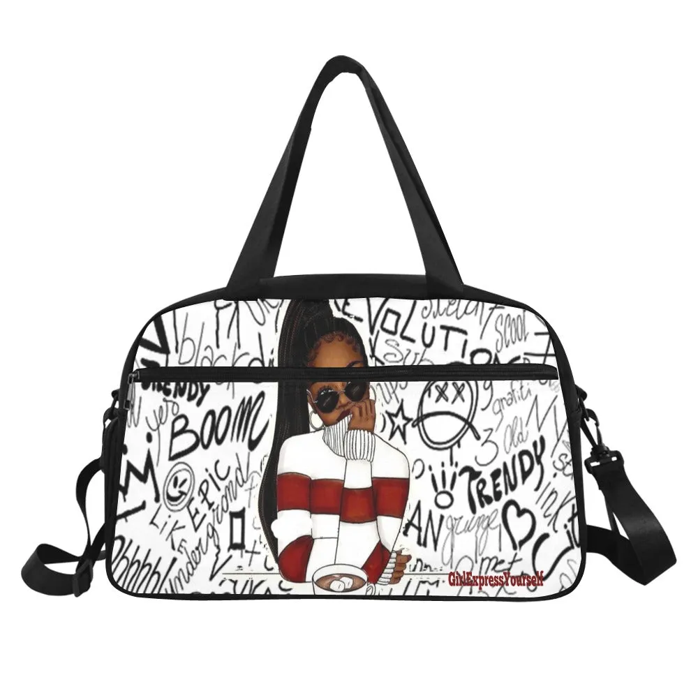 Girl Trendy Red & White Travel Bag w/Shoe Compartment