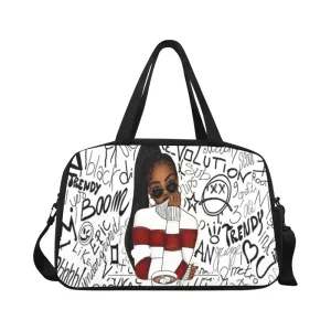 Girl Trendy Red & White Travel Bag w/Shoe Compartment