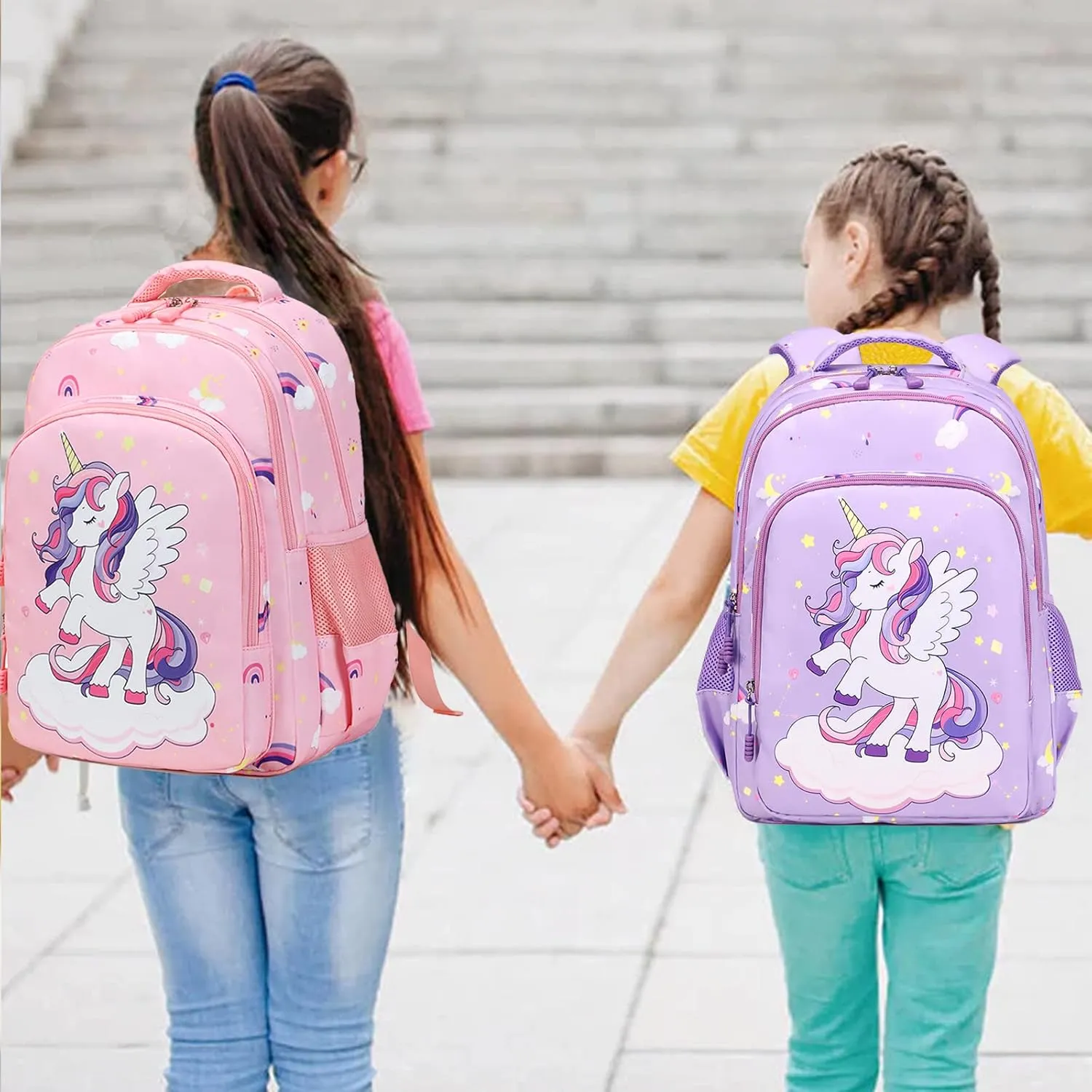 Girls Backpack for Elementary Unicorn Backpack Kids Backpack School Bookbag for Girls 3 in 1 Set Back to School