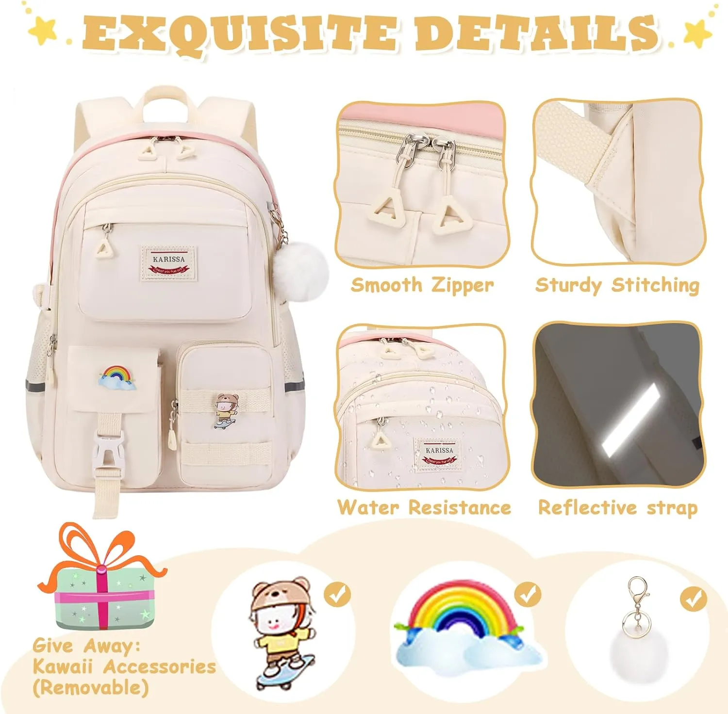 Girls Backpack for School, Teenage Multiple Pockets Backpack, Bookbag for Primary Elementary High School