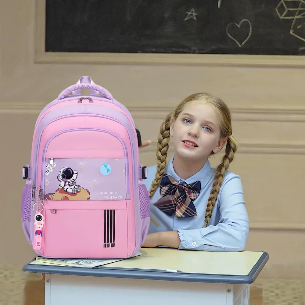 Girls' Backpack - Schoolbag for Kids & Teens, Waterproof & Lightweight, Elementary to Middle School, Casual Daypack with Lunch Bag Set