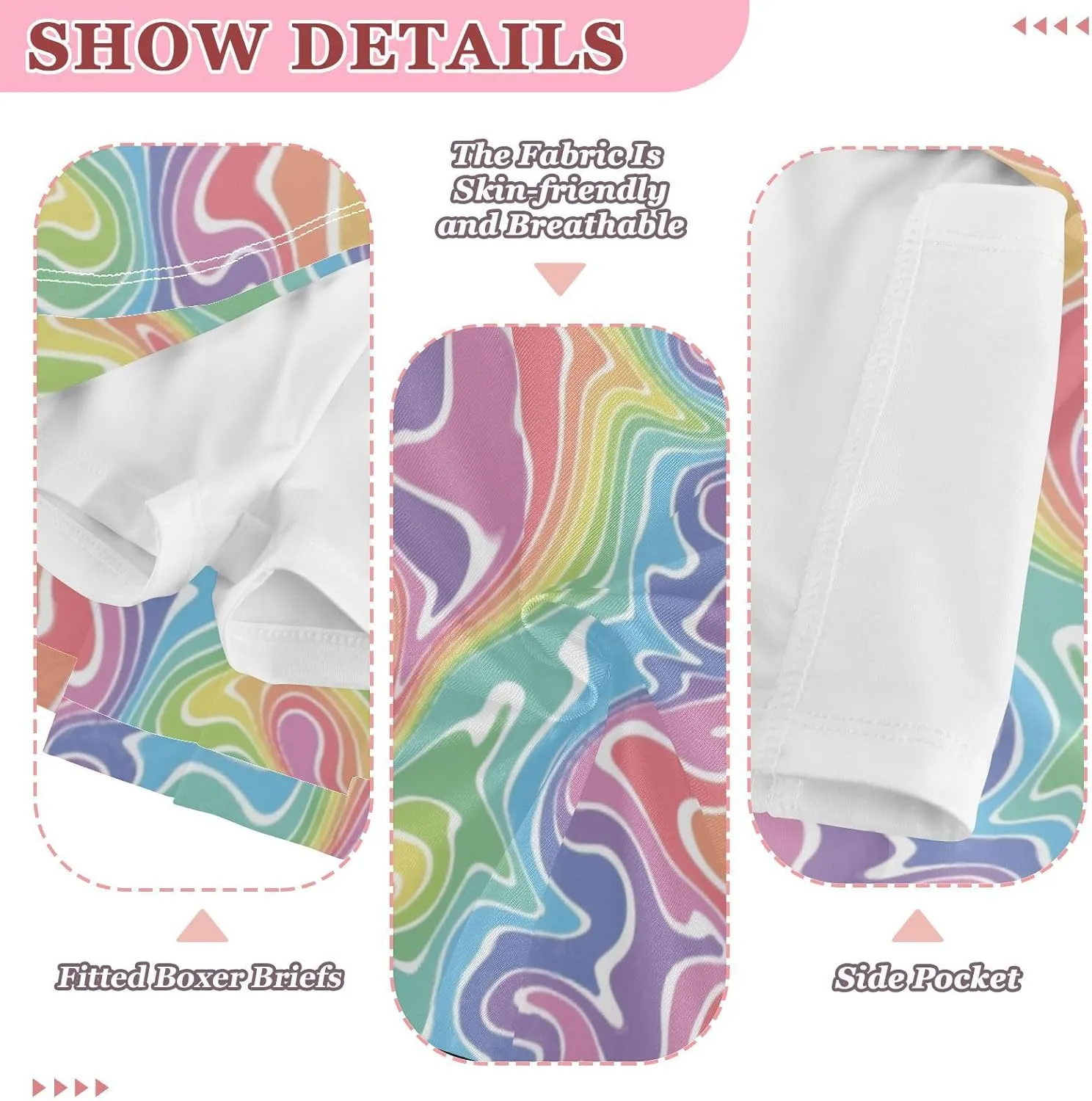 Girls Skorts Active Athletic Skirts with Inner Built-in Shorts for Golf Tennis 3-12T Colorful Groovy Wave