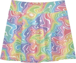 Girls Skorts Active Athletic Skirts with Inner Built-in Shorts for Golf Tennis 3-12T Colorful Groovy Wave