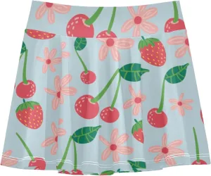 Girls Skorts Active Athletic Skirts with Inner Built-in Shorts for Golf Tennis 3-12T Vintage Blue Hydrangea Stars