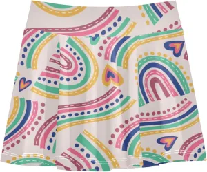 Girls Skorts Active Athletic Skirts with Inner Built-in Shorts for Golf Tennis Running Double Layer Design Stretchy 7-8T Multicolored Rainbow
