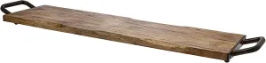 Godinger Wood Serving Tray, Charcuterie Platter Cheese Board with Metal Handles - 25 inch