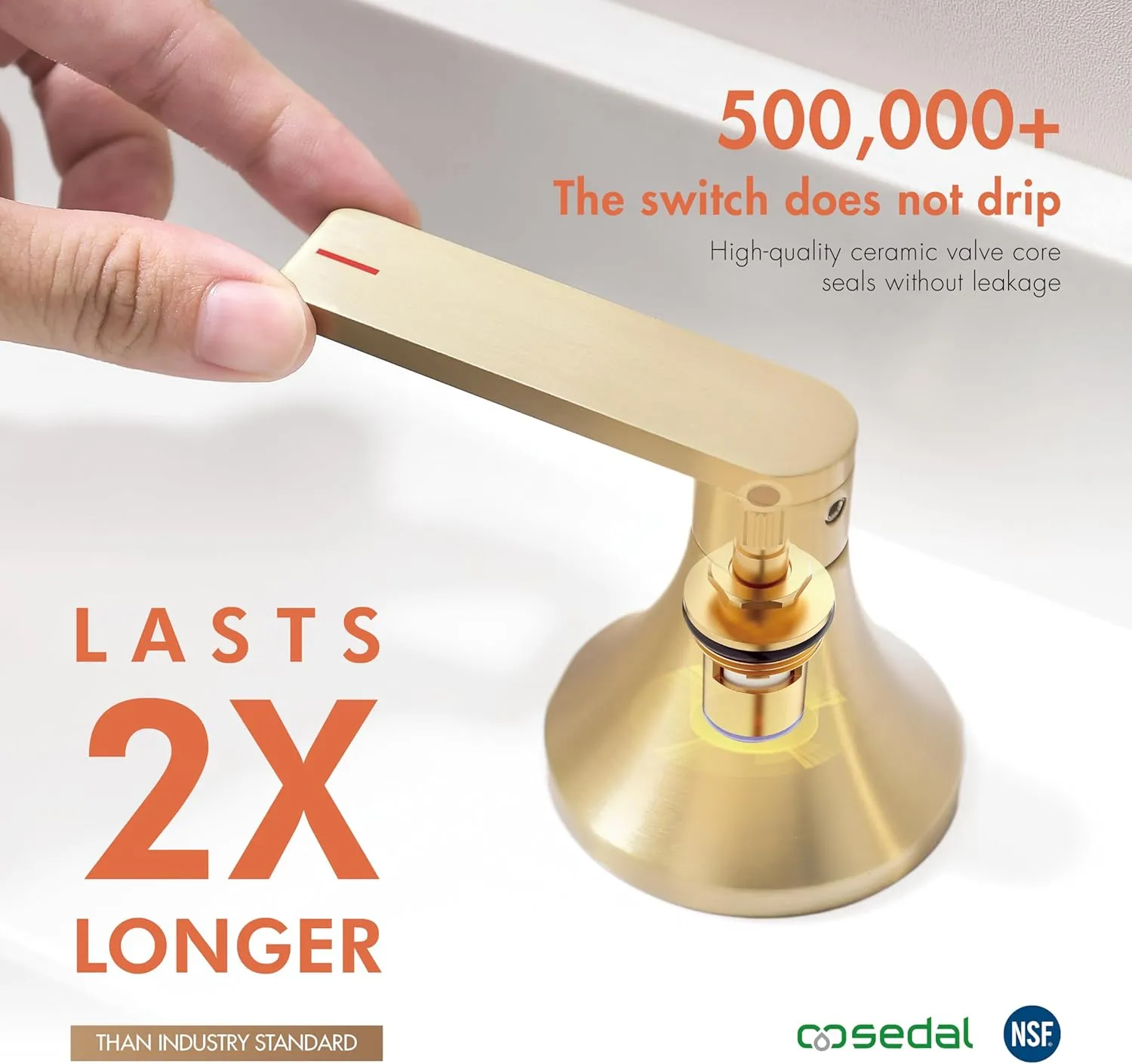 Gold Bathroom Faucet，360° Swivel Spout Two Handles Widespread Bathroom Faucets，4 Inch 8inch Brass Bathroom Sink Faucet 3 Holes with Pop-Up Drain and Water Supply Lines， Brushed Gold