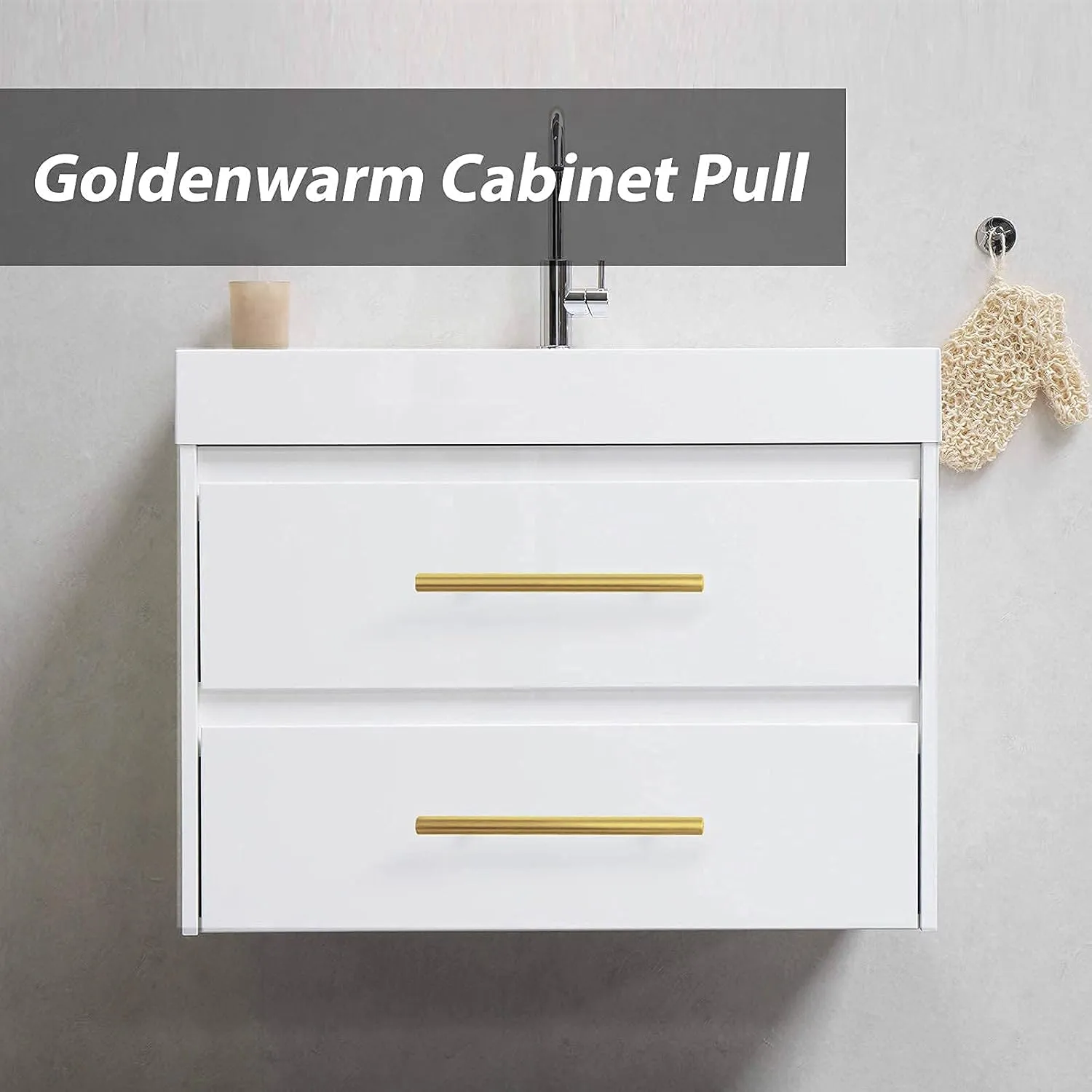 goldenwarm 15 Pack Gold Cabinet Pulls Gold Kitchen Cabinet Handles Drawer Handles 76mm Furniture Door Hardware - LS201GD76 Brushed Brass Dresser Handles Modern Closet Door Pulls 3in Hole Centers