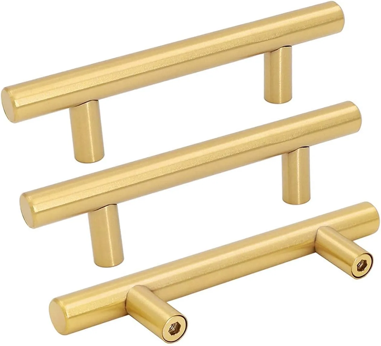 goldenwarm 15 Pack Gold Cabinet Pulls Gold Kitchen Cabinet Handles Drawer Handles 76mm Furniture Door Hardware - LS201GD76 Brushed Brass Dresser Handles Modern Closet Door Pulls 3in Hole Centers