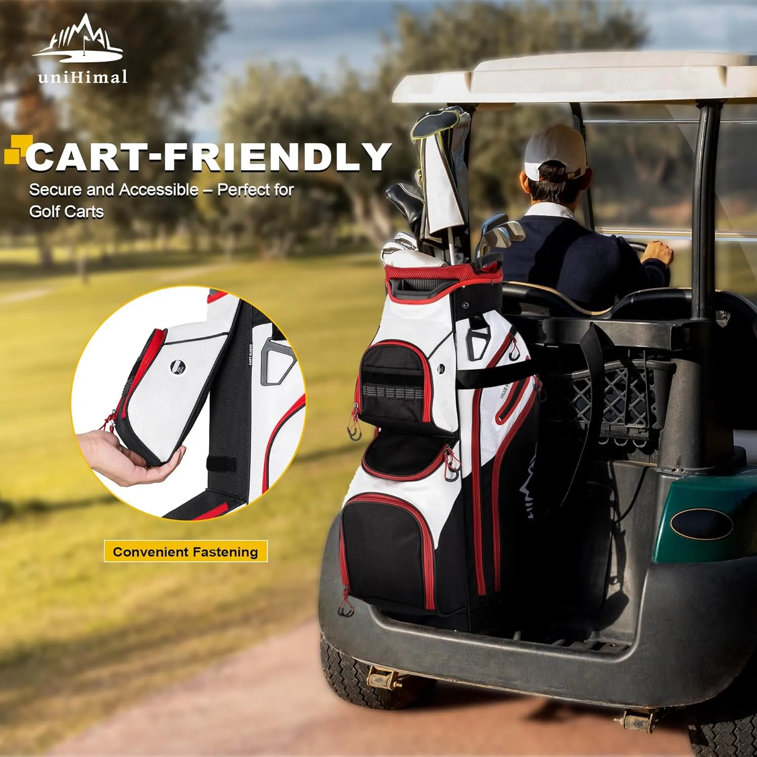 Golf Cart Bag, 15 Way Organizer Divider Top with Handles and Rain Cover