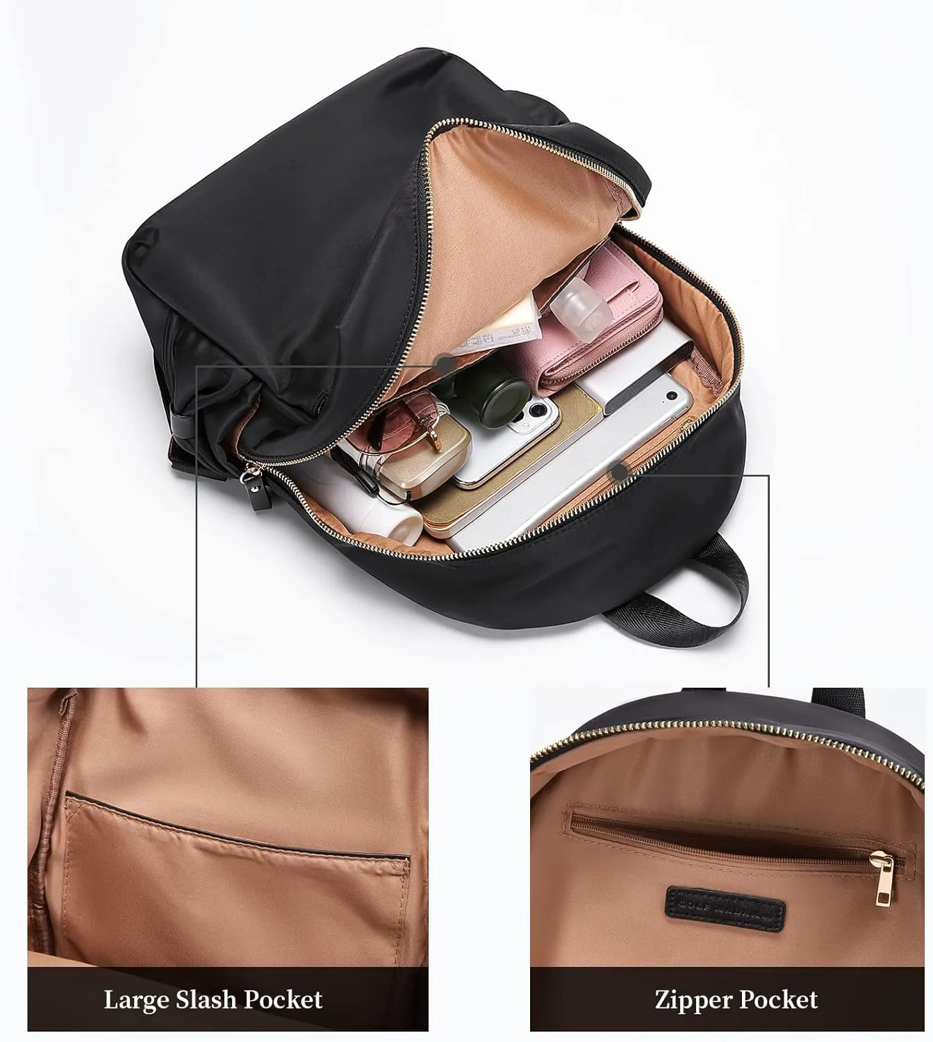 GOLF SUPAGS Stylish Backpack Purse for Women Casual Travel Daypack Mini Backpack Handbag Nylon Bookbag