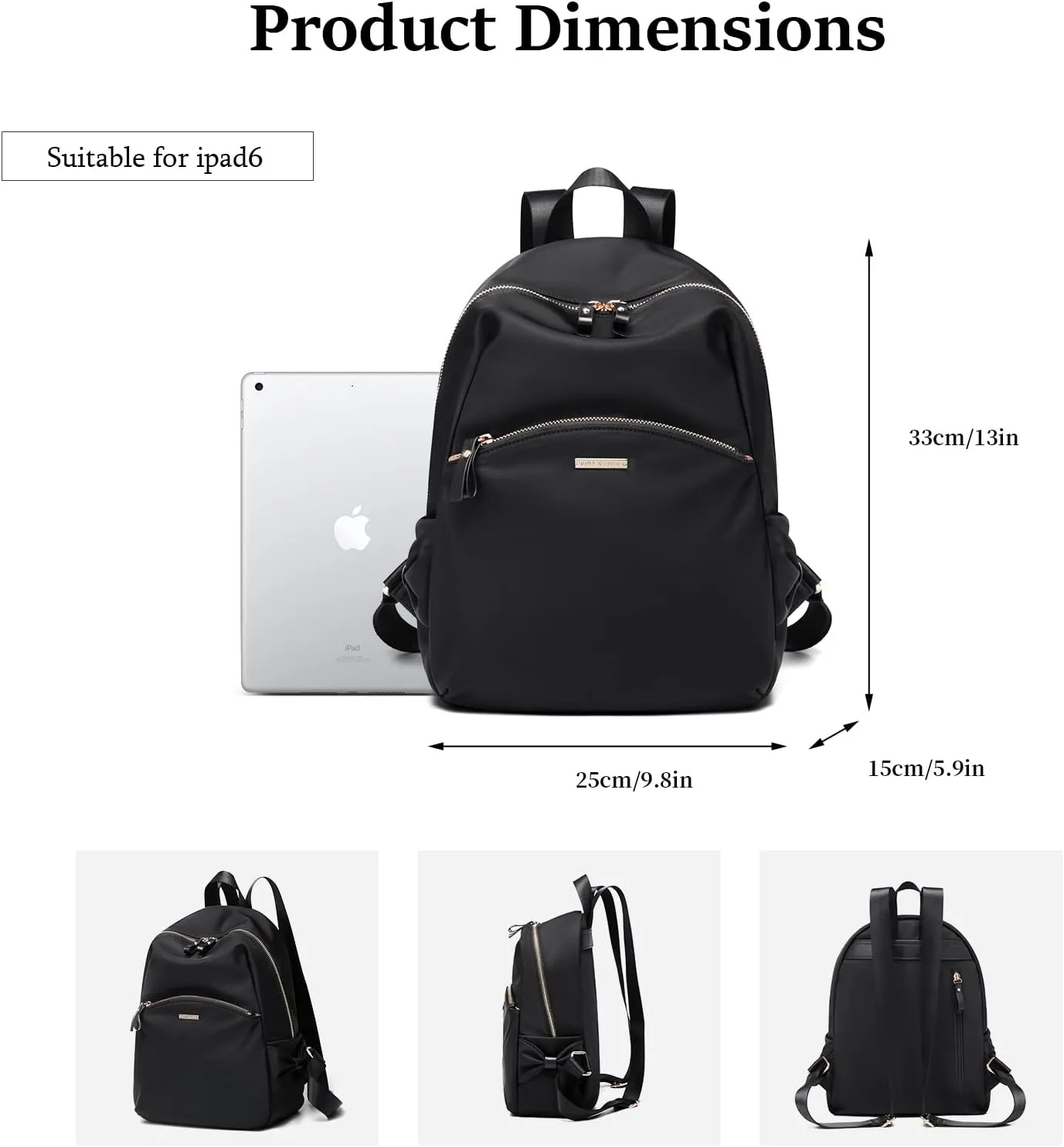GOLF SUPAGS Stylish Backpack Purse for Women Casual Travel Daypack Mini Backpack Handbag Nylon Bookbag