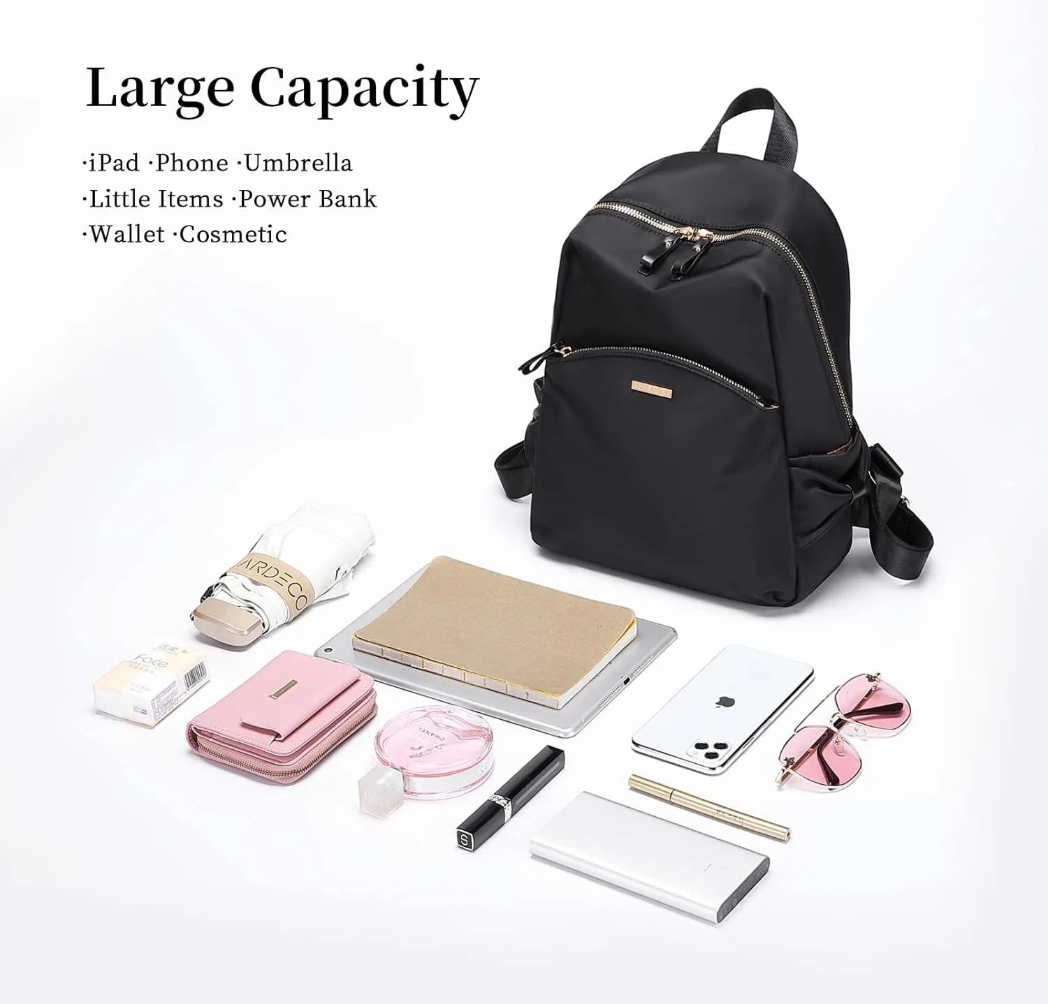 GOLF SUPAGS Stylish Backpack Purse for Women Casual Travel Daypack Mini Backpack Handbag Nylon Bookbag