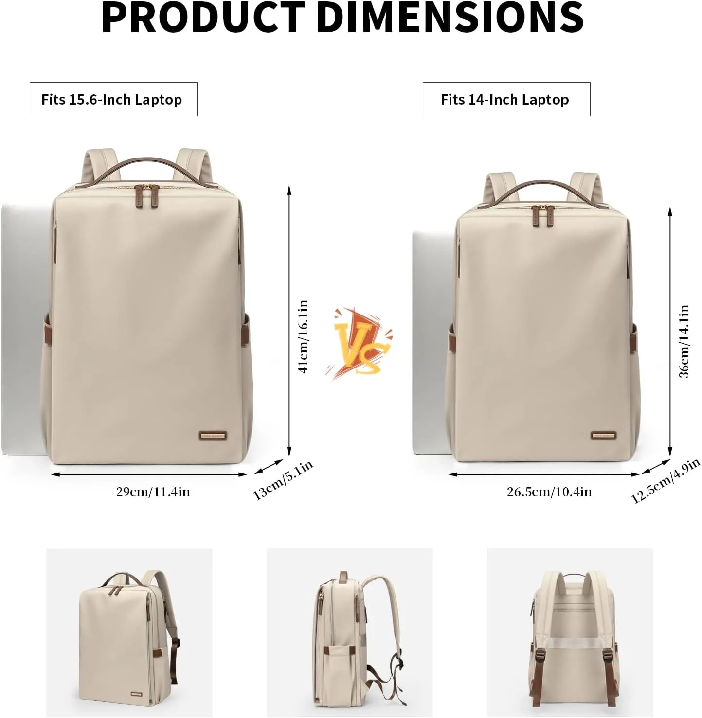 GOLF SUPAGS Stylish Laptop Backpack for Women Airline Approved Perfect for Work College and Travel Multi-Functional Casual Daypack Fits 14 Inch Notebook (Apricot)