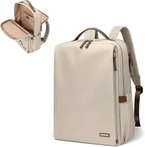 GOLF SUPAGS Stylish Laptop Backpack for Women Airline Approved Perfect for Work College and Travel Multi-Functional Casual Daypack Fits 14 Inch Notebook (Apricot)