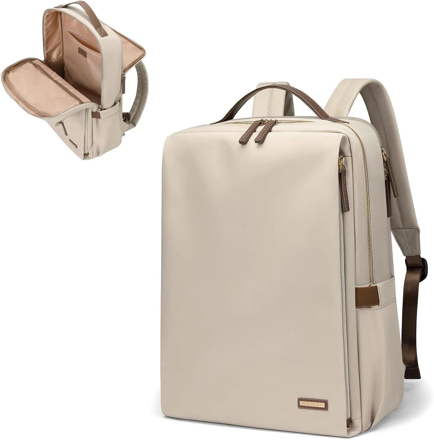 GOLF SUPAGS Stylish Laptop Backpack for Women Airline Approved Perfect for Work College and Travel Multi-Functional Casual Daypack Fits 14 Inch Notebook (Apricot)