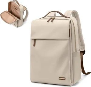GOLF SUPAGS Travel Laptop Backpack for Women Airline Approved for Work College Travel Multi-Functional Casual Daypack Teacher Nurse Bags Fits 15.6 Inch Notebook (Apricot)