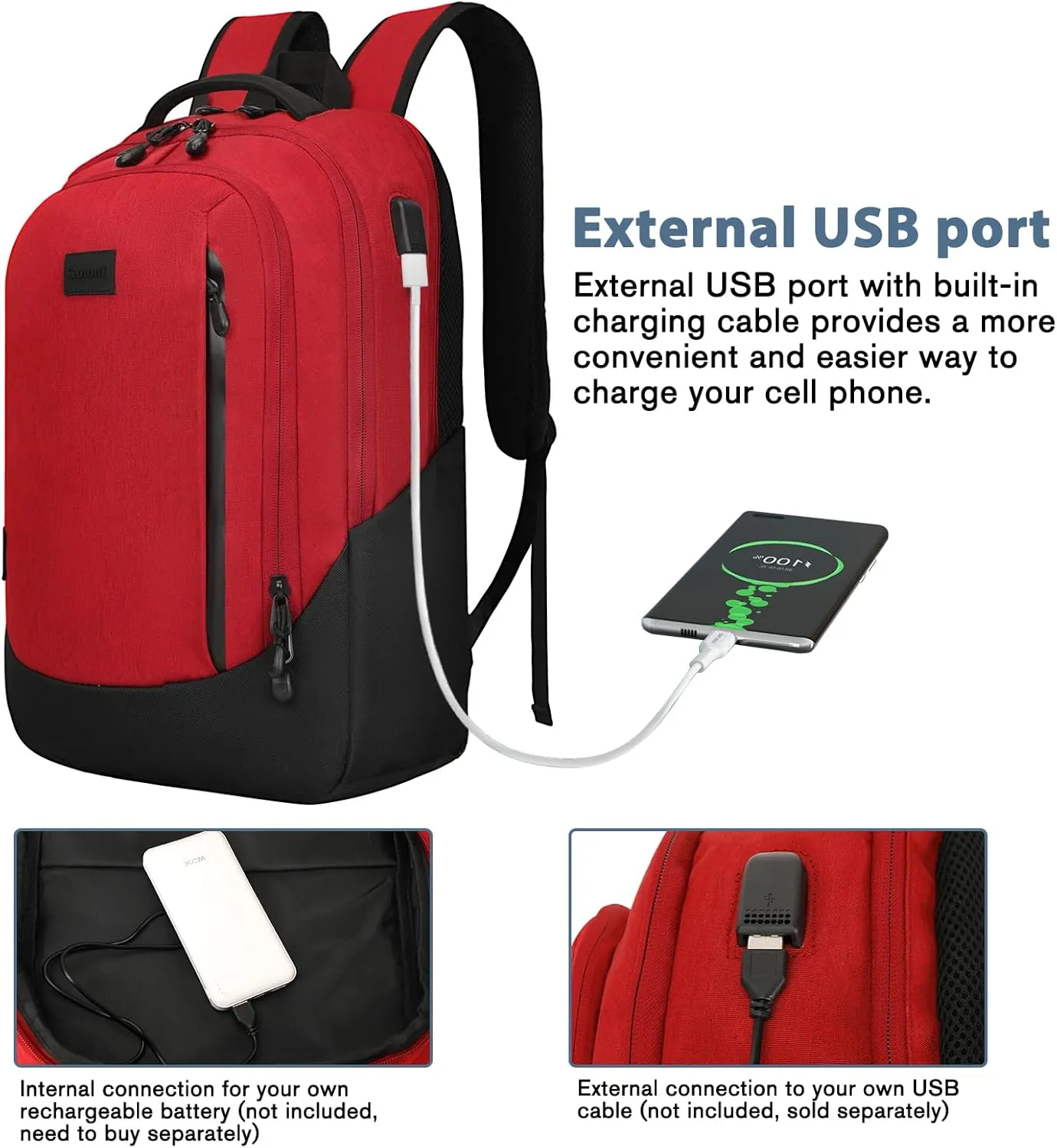Goloni Multi-functional Travel Backpack, Large Capacity for Men Women Waterproof Business Work Bag, College Laptop Backpack with USB Charging Port, Suitable for 17-inch Computers