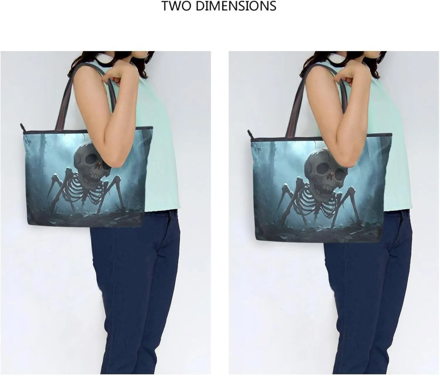 Gothic Monster Scary Tote Bag for Women Durable Designer Handbag with Zipper for Daily Use Travel L