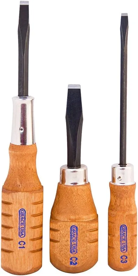 Grace USA Peacemaker Screwdriver Set, 3 Screwdrivers, Flat Head, Steel Alloy Blade, Wooden Handle, Fits Colt SAA Trigger/Hammer Screws, Gunsmith Tools, Handcrafted, Made in USA