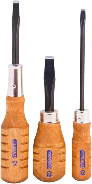 Grace USA Peacemaker Screwdriver Set, 3 Screwdrivers, Flat Head, Steel Alloy Blade, Wooden Handle, Fits Colt SAA Trigger/Hammer Screws, Gunsmith Tools, Handcrafted, Made in USA