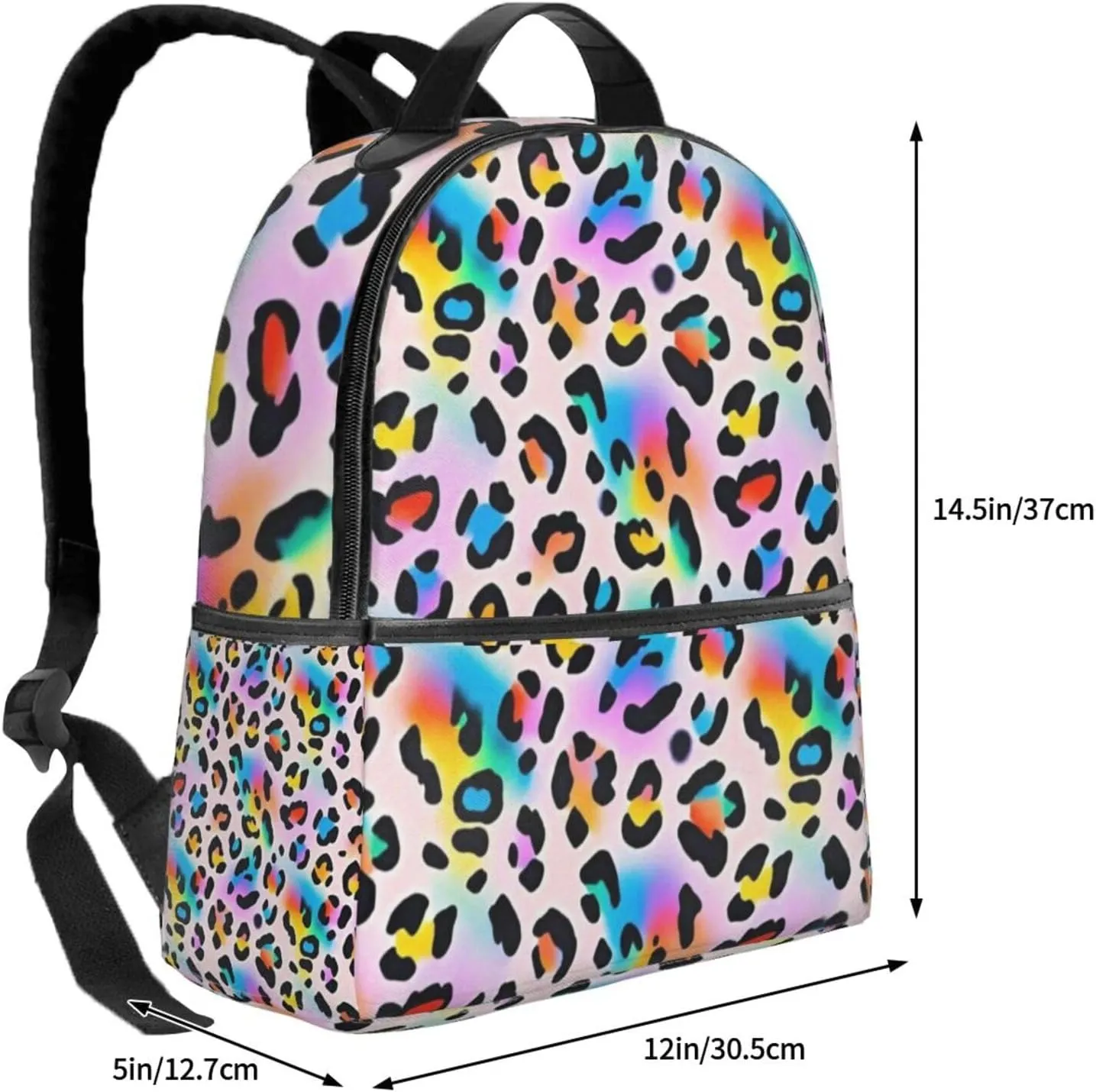Gradient Rainbow Leopard Adult Backpacks 14 Inch Laptop Backpack Double Shoulder Bag for Work Travel Gifts