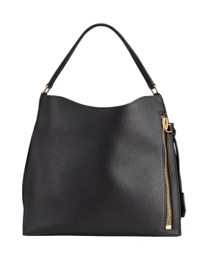Grain Leather Alix Hobo Bag in Black