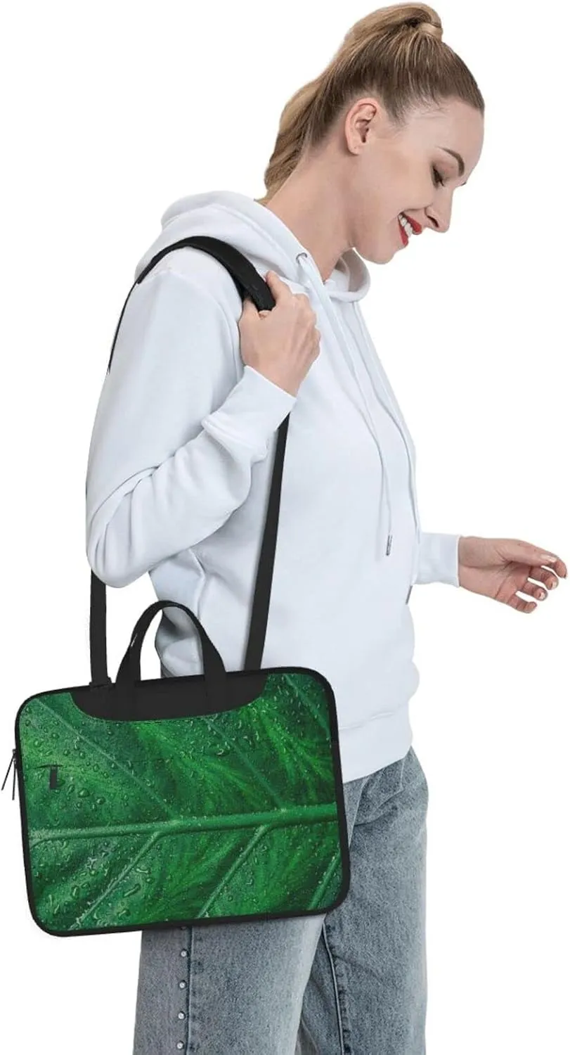 Green Leaf Laptop Bag,Laptop Sleeve Bag for Women Men 13/14/15.6 Inch,Portable Shoulder Laptop Case Bag,Thin