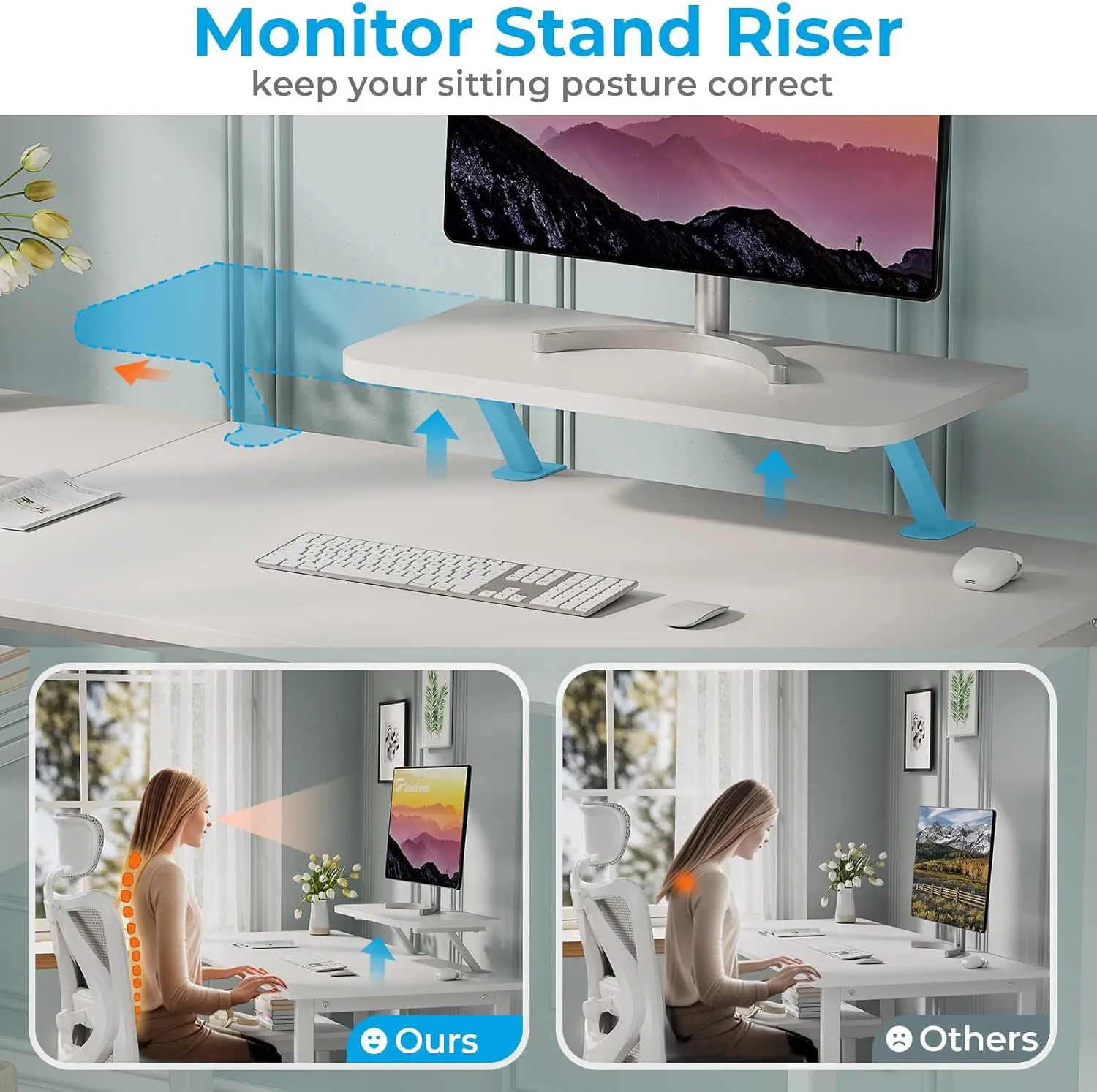 GreenForest Computer Desk with Monitor Stand,39 inch Small Desk with Reversible Storage Shelve,Home Office Work Desk for Small Spaces,Easy Assembly,Full White