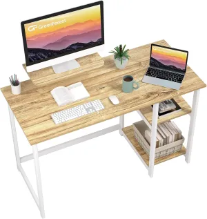 GreenForest Computer Desk with Monitor Stand,39 inch Small Desk with Reversible Storage Shelve,Home Office Work Desk for Small Spaces,Easy Assembly,Oak