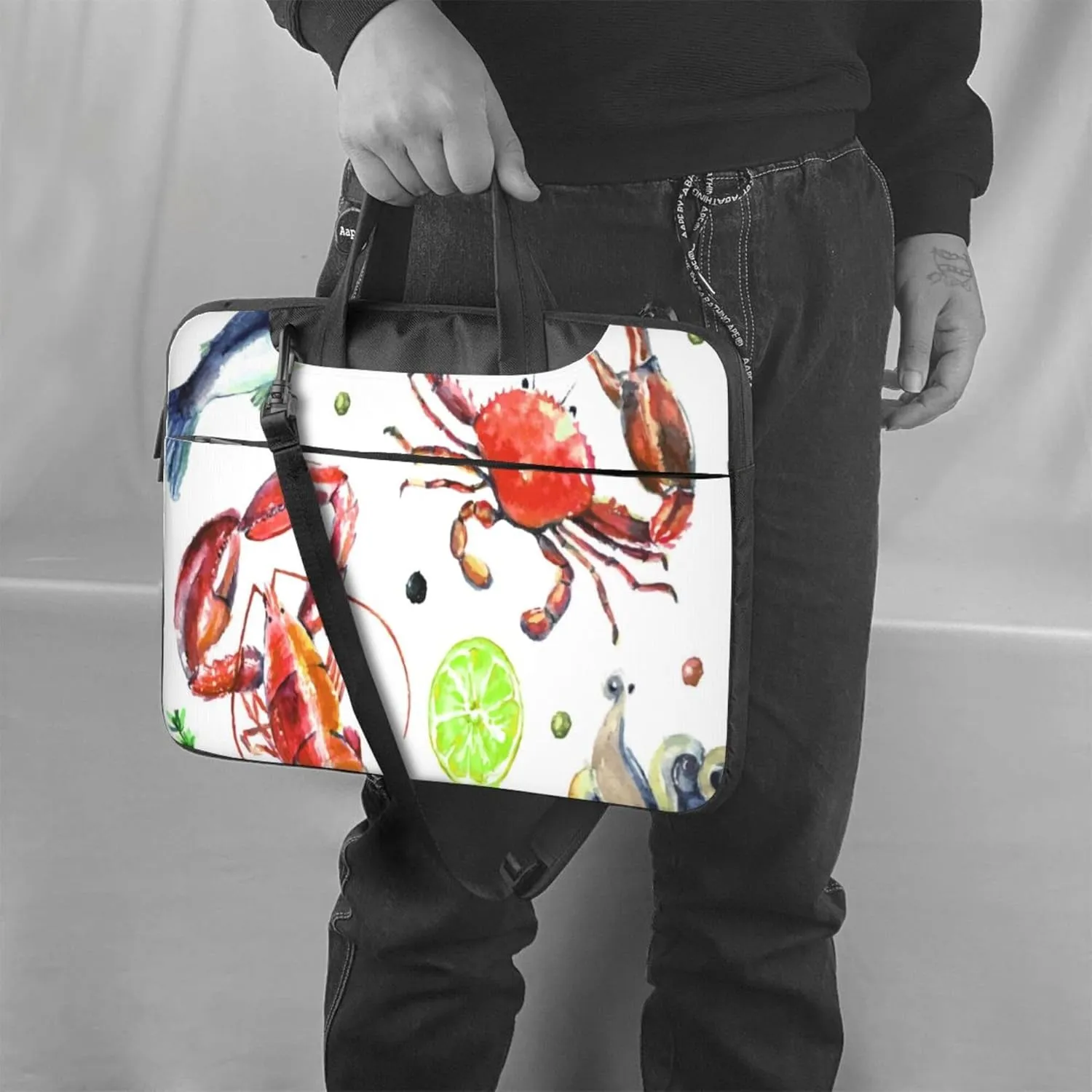 Greyhound Black Pet Dog Laptop Shoulder Bag ​for Men Women, Computer Carrying Case Messenger Bag with Strap