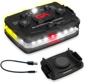 Guardian Angel Elite Series Safety Light - White Front & Yellow Rear - Rechargeable, Magnetic, Hands-Free Wearable & Mountable LED Flashlight for Construction, Roadside, Utility & Industrial PPE