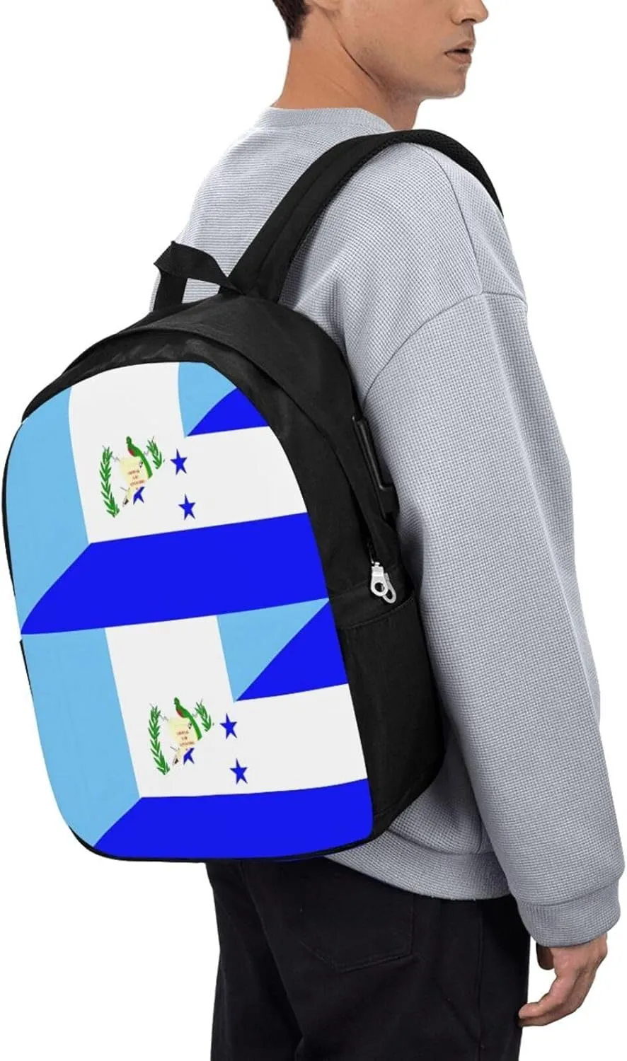 Guatemala Honduras Flag Travel Backpack 17-Inch Laptop Backpacks Business Rucksack Casual Sport Daypack with USB Charging Port Carry-on Bag for Camping Biking