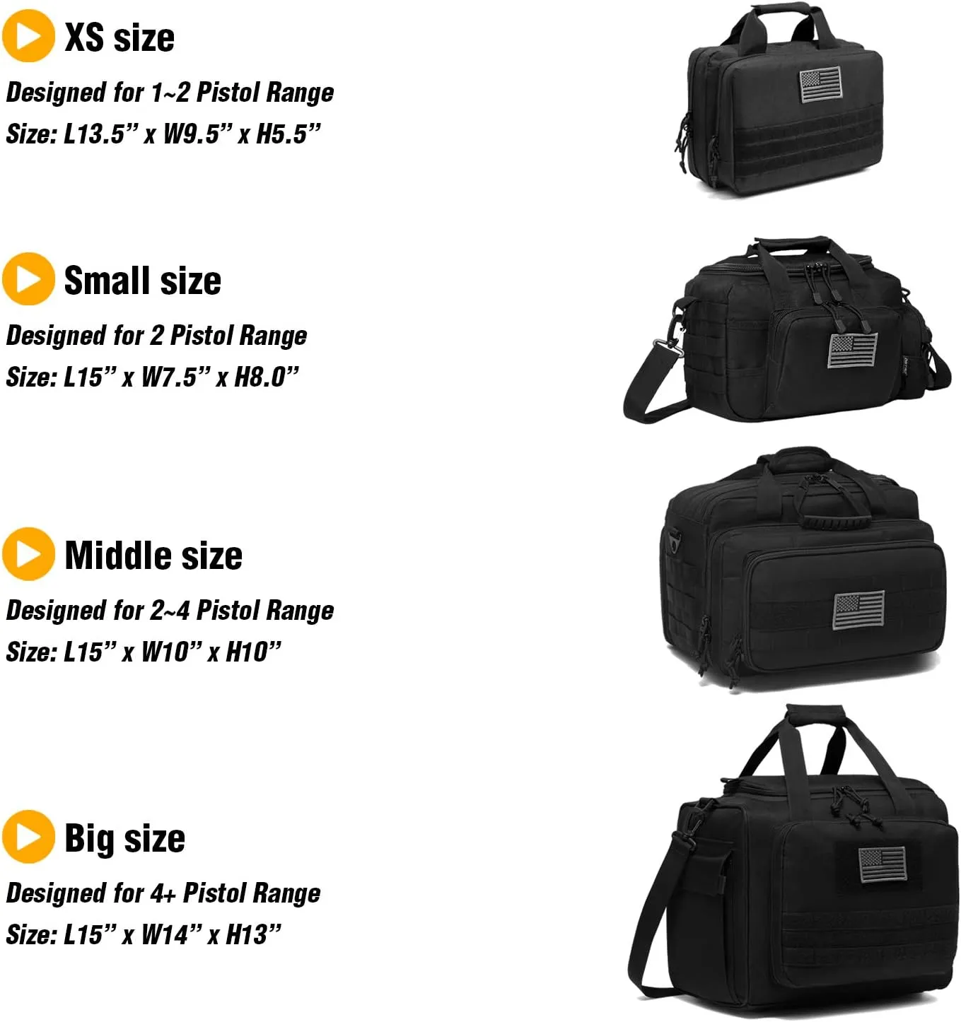 Gun Case Bag Small | Tactical 2-Pistol Bag Handgun Duffle Bag w/Lockable Zipper for Shooting Range Hunting Sports | US Flag Patch   MOLLE Pouch   Universal Holster Included