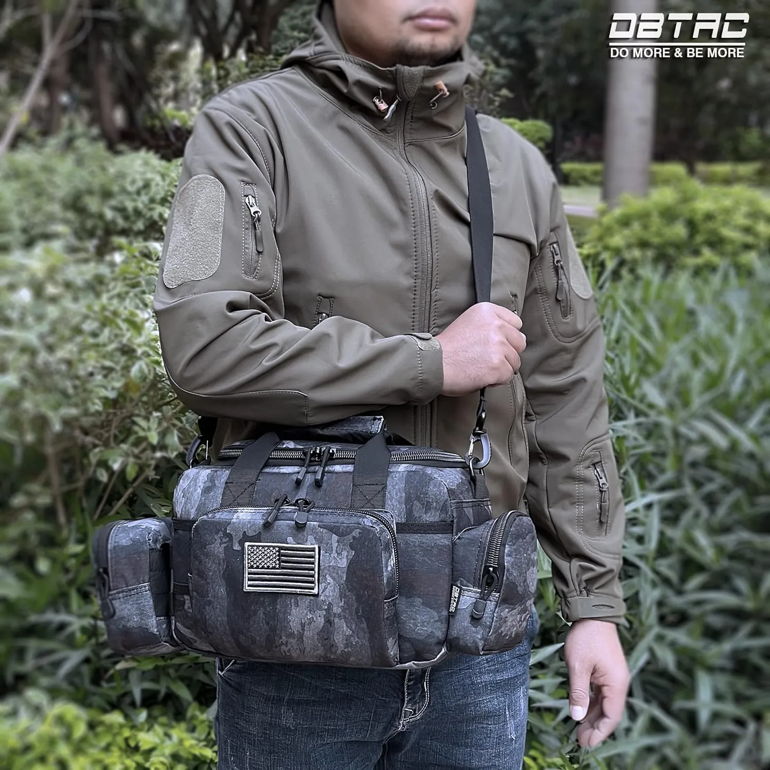 Gun Case Bag Small | Tactical 2-Pistol Bag Handgun Duffle Bag w/Lockable Zipper for Shooting Range Hunting Sports | US Flag Patch   MOLLE Pouch   Universal Holster Included