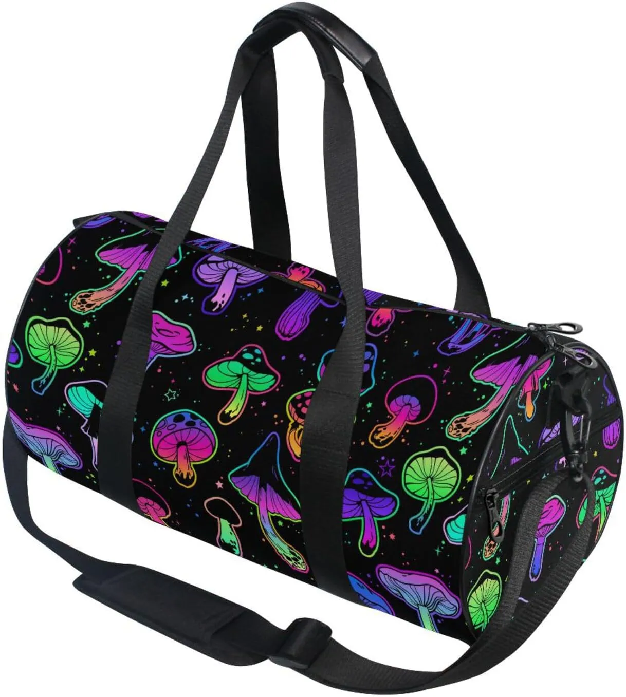 Gym Bag for Men and Women Weekender Overnight Bag with Side Pocket, Colorful Mushroom Sports Travel Duffel Bag for Travel Gym Yoga
