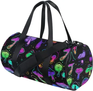 Gym Bag for Men and Women Weekender Overnight Bag with Side Pocket, Colorful Mushroom Sports Travel Duffel Bag for Travel Gym Yoga