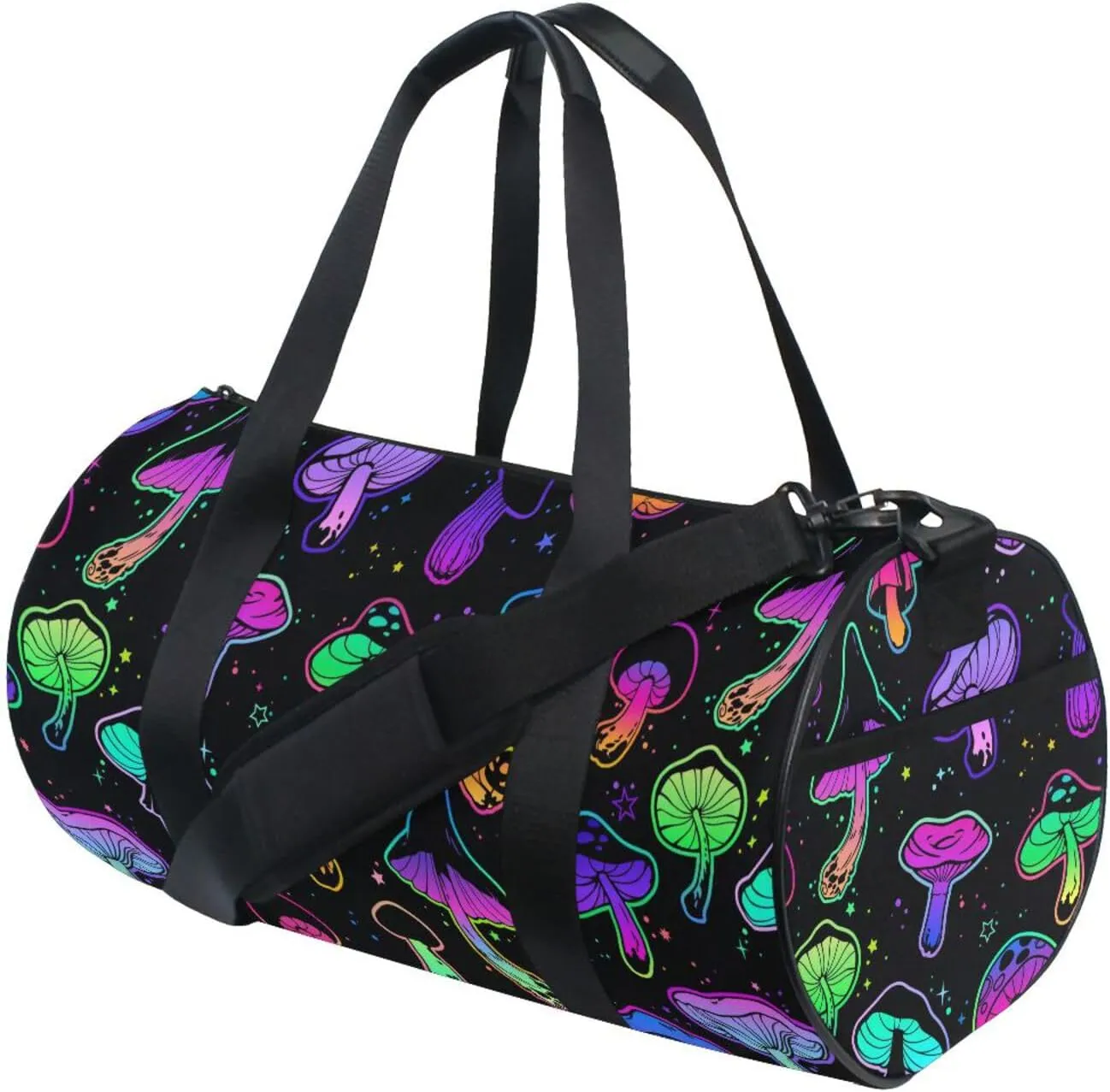 Gym Bag for Men and Women Weekender Overnight Bag with Side Pocket, Colorful Mushroom Sports Travel Duffel Bag for Travel Gym Yoga