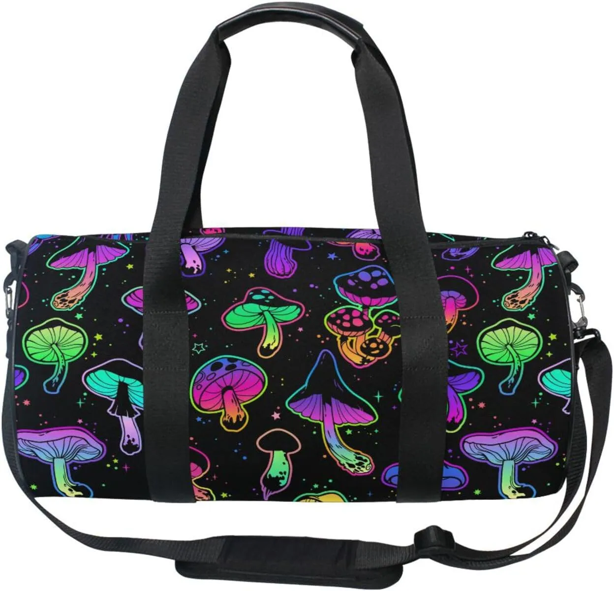 Gym Bag for Men and Women Weekender Overnight Bag with Side Pocket, Colorful Mushroom Sports Travel Duffel Bag for Travel Gym Yoga