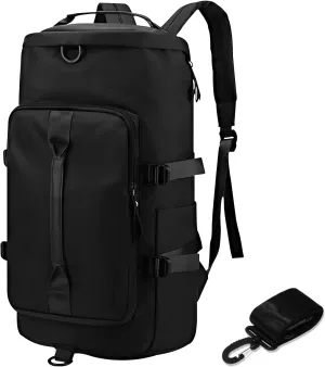 Gym Bag for Women Men Boxing Workout Yoga Sports Duffle Bag with Shoe Compartment Wet Pocket Shoulder Strap,Cute Overnight Weekender Duffel Bag Carry On Bags,Hiking Travel Backpack Black