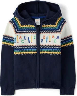 Gymboree Boys' and Toddler Long Sleeve Zip Front Hooded Sweater