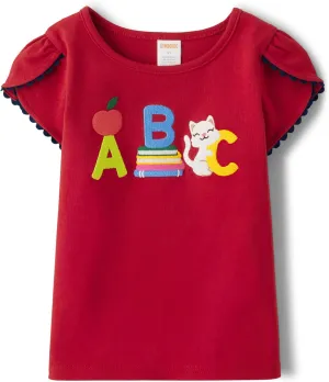 Gymboree Girls' and Toddler School Days Short Sleeve Embroidered Tops