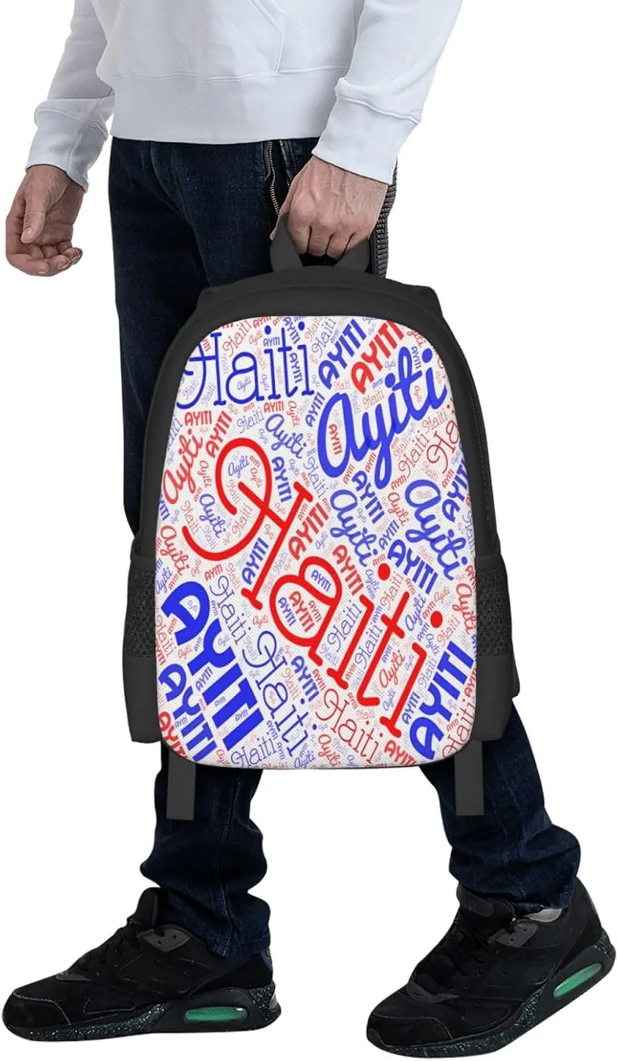 Haiti Haitian Flag Casual Backpack Large Capacity Backpacks 15 Inch Laptop Back Pack Travel Rucksack Daypack Commuter Bags with Adjustable Strap for Camping