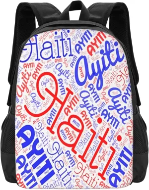 Haiti Haitian Flag Casual Backpack Large Capacity Backpacks 15 Inch Laptop Back Pack Travel Rucksack Daypack Commuter Bags with Adjustable Strap for Camping