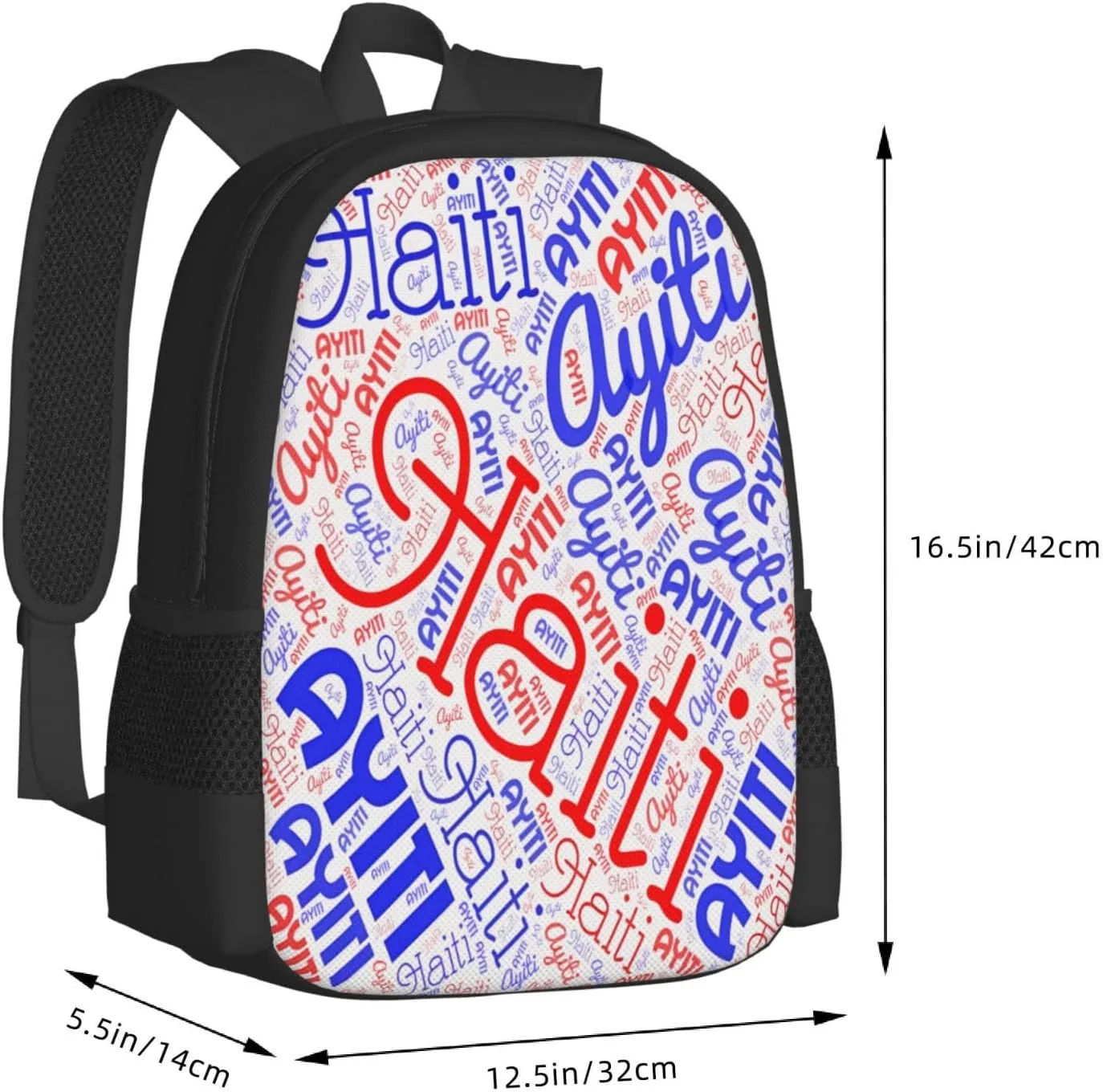 Haiti Haitian Flag Casual Backpack Large Capacity Backpacks 15 Inch Laptop Back Pack Travel Rucksack Daypack Commuter Bags with Adjustable Strap for Camping