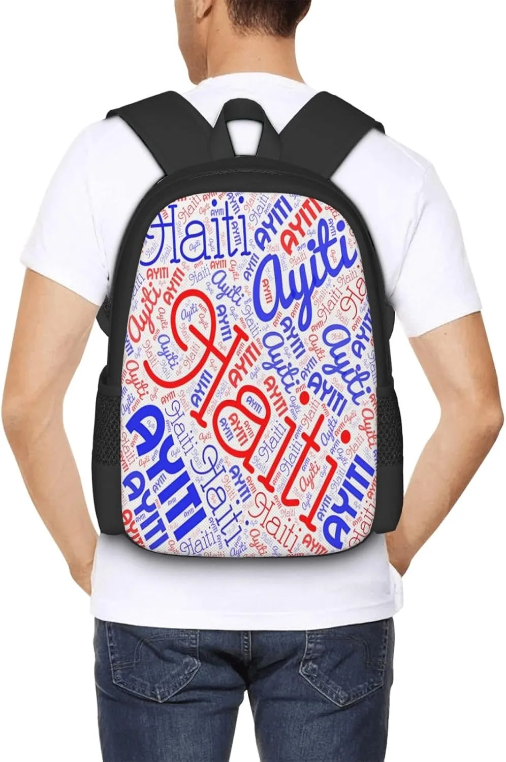 Haiti Haitian Flag Casual Backpack Large Capacity Backpacks 15 Inch Laptop Back Pack Travel Rucksack Daypack Commuter Bags with Adjustable Strap for Camping