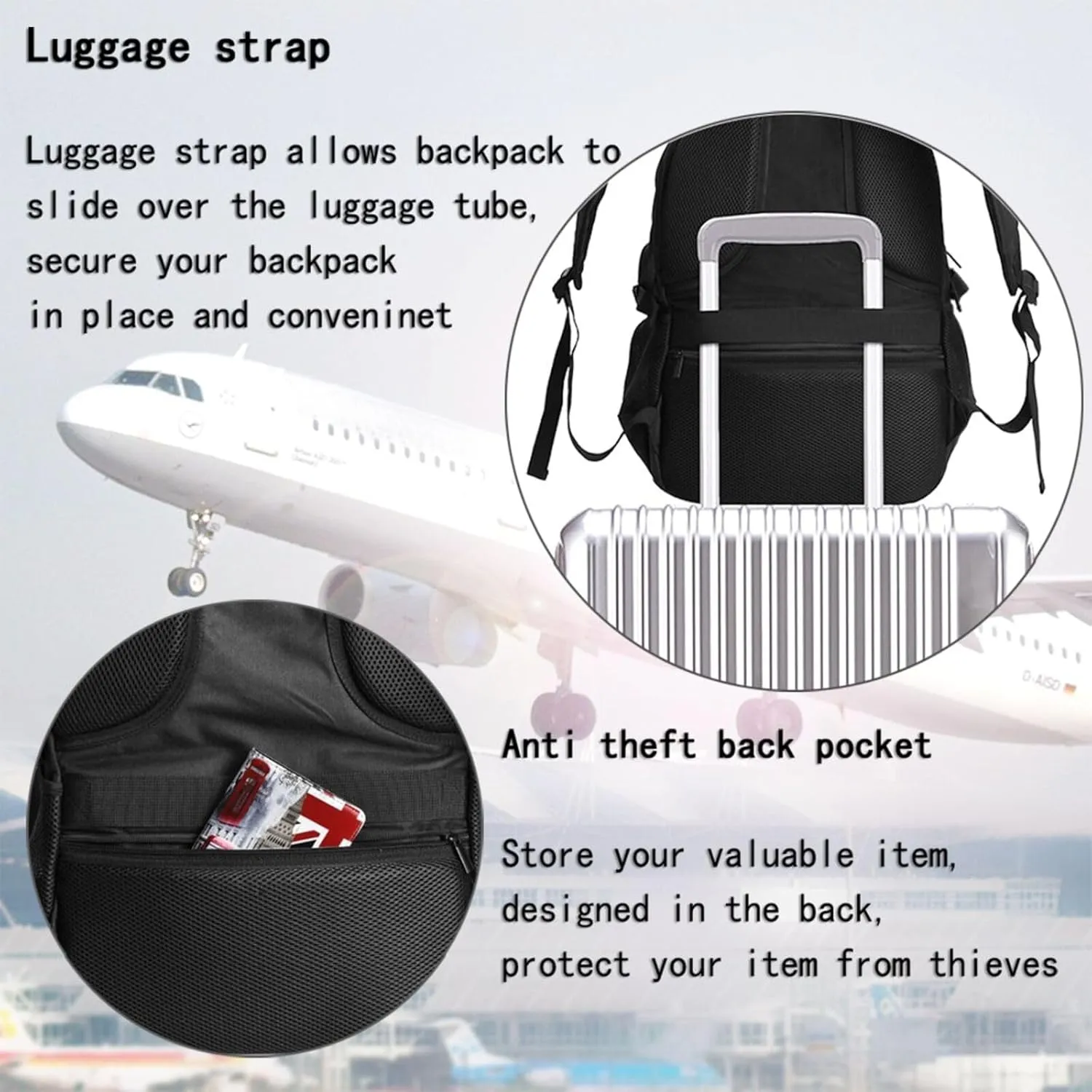Half American Haitian Flag Travel Backpacks Casual Backpack Large Capacity Laptop Rucksack Luggage Daypacks with USB Charging Port Multi-Pockets Bags for Hiking