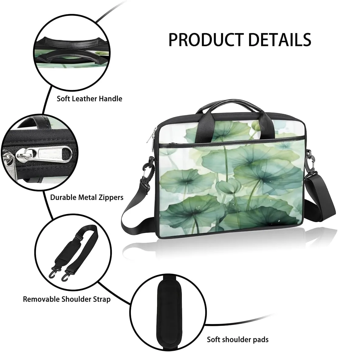 Halloween Town Laptop Bag for Men Women 13-15 Inch Case Bags Sleeve Shoulder with Anti Slip Removable The Pad Straps