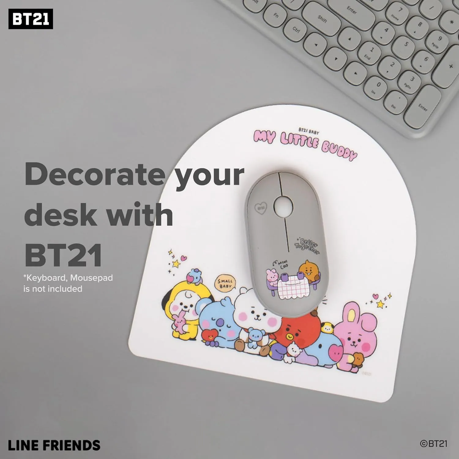 Hamee BT21 My Little Buddy Series Mouse [Computer Mouse Wireless Cute] [Silent Nano Receiver Mouse Office Birthday] [BT21 Mouse] for Laptop, iPad, MacOS, PC, Windows, Android - RJ