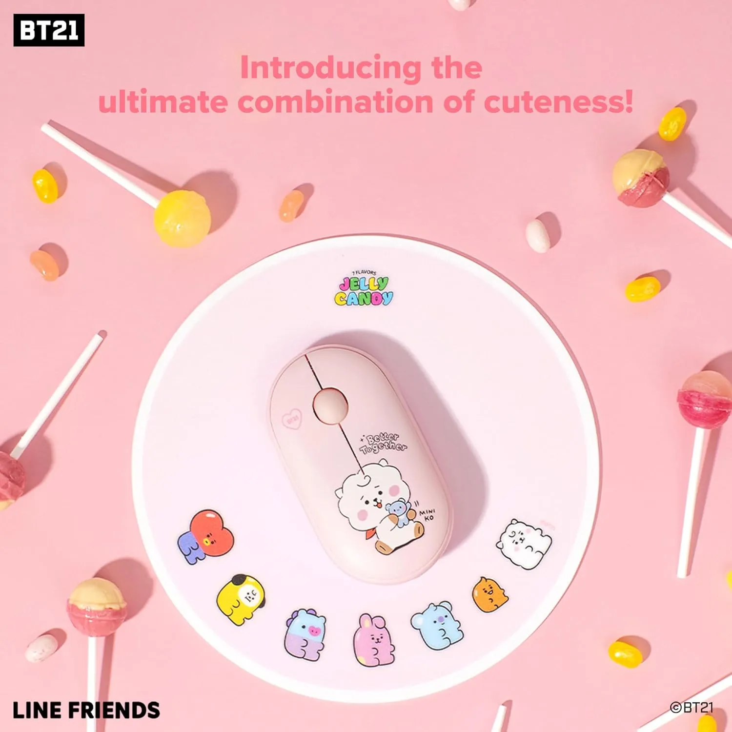 Hamee BT21 My Little Buddy Series Mouse [Computer Mouse Wireless Cute] [Silent Nano Receiver Mouse Office Birthday] [BT21 Mouse] for Laptop, iPad, MacOS, PC, Windows, Android - RJ